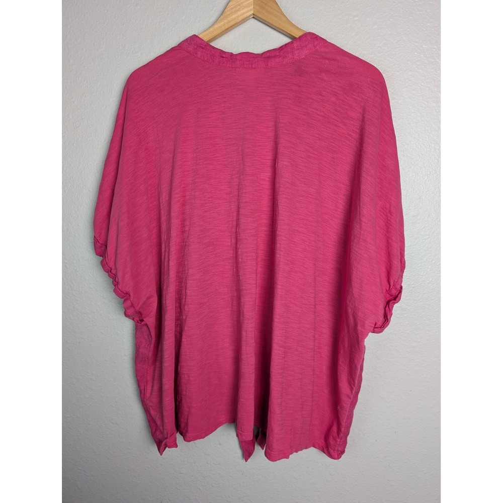 Charter Club 4X Pink Linen Cotton Button Up Tie Front Dolman Sleeve Top Relaxed - Picture 3 of 5